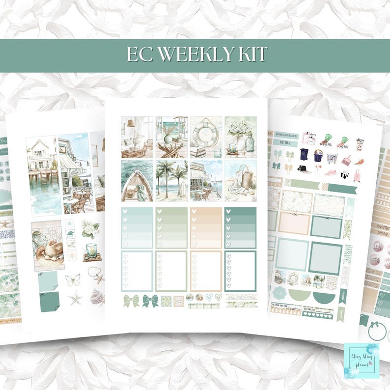 June Coastal Erin Condren Printable Stickers, Monthly Weekly Sticker ...