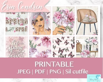SPRING PRINTABLE PLANNER Stickers, floral printable stickers, Spring Girl Planner kit, April planner stickers, bloom stickers printable kit