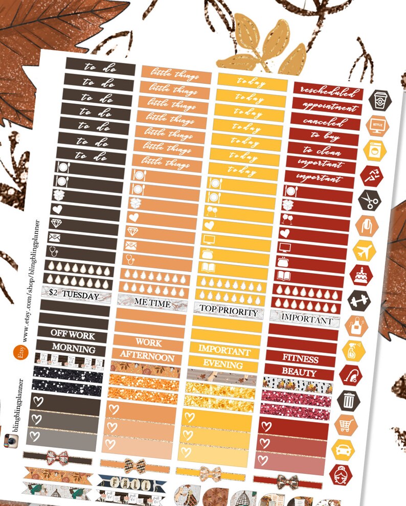 HOME PLANNER STICKERS, Fall Printable Weekly Kit, Cozy Home Planner ...