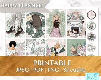 ADESIVi SPRING PRINTABLE PLANNER, kit Spring Happy Planner, planner planner stickers, adesivi digital planner, kit di adesivi happy planner