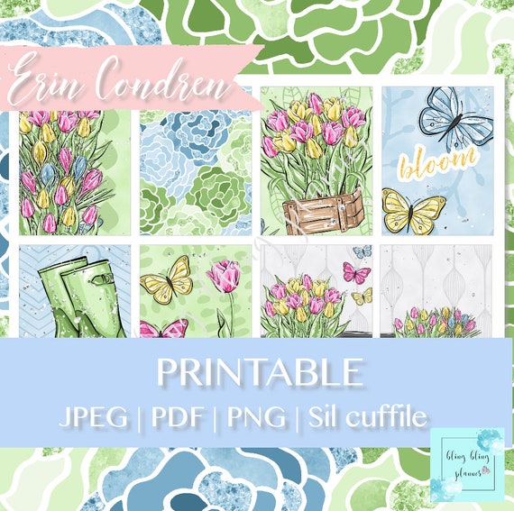 FLORAL PLANNER WEEKLY Kit, Spring printable stickers, Erin Condren Spring, weekly kit printable, weekly sticker kit, spring flower stickers
