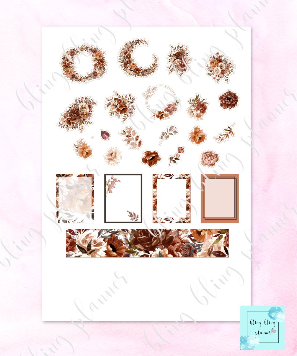 FALL Floral PRINTABLE Stickers Printable Date Stickers - Etsy
