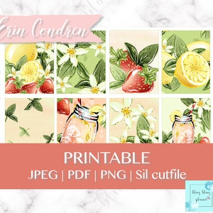 STRAWBERRY PRINTABLE PLANNER Stickers, lemon Printable sticker Kit, summer weekly kit, fruit planner stickers, strawberry planner stickers