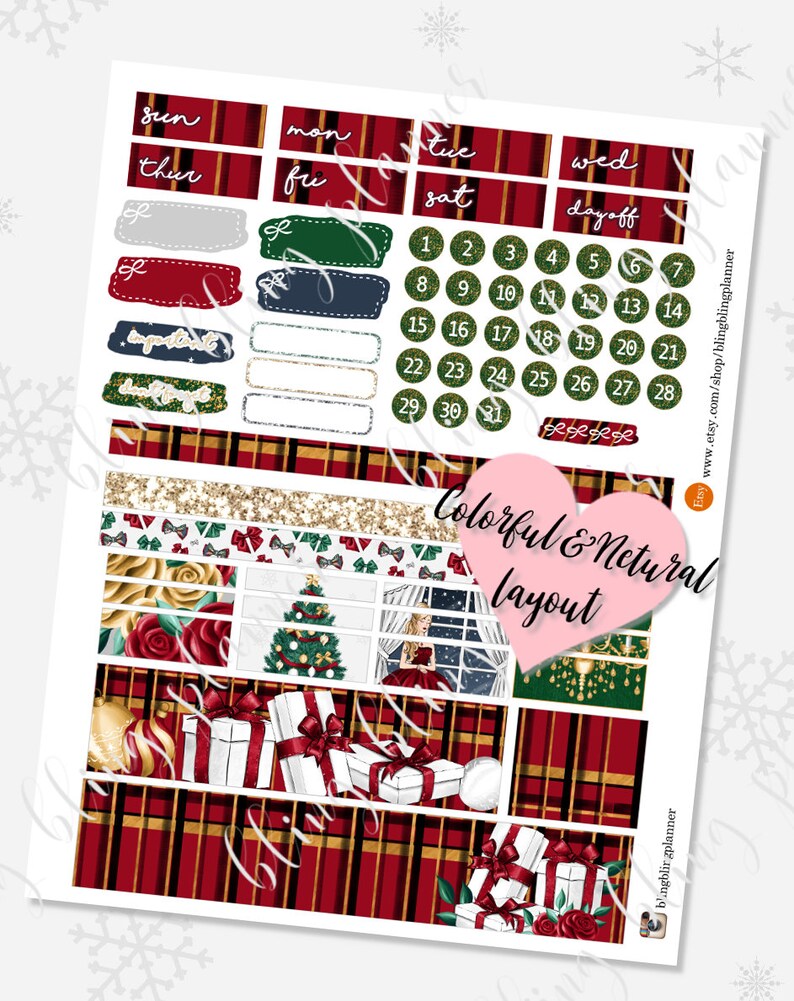 Holiday planner stickers printable christmas planner etsy
