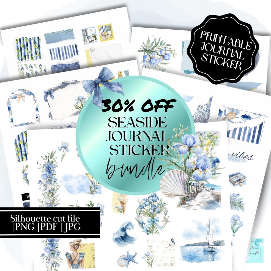 Summer Beachside PRINTABLE Journal Sticker Bundle, Seaside Day ...