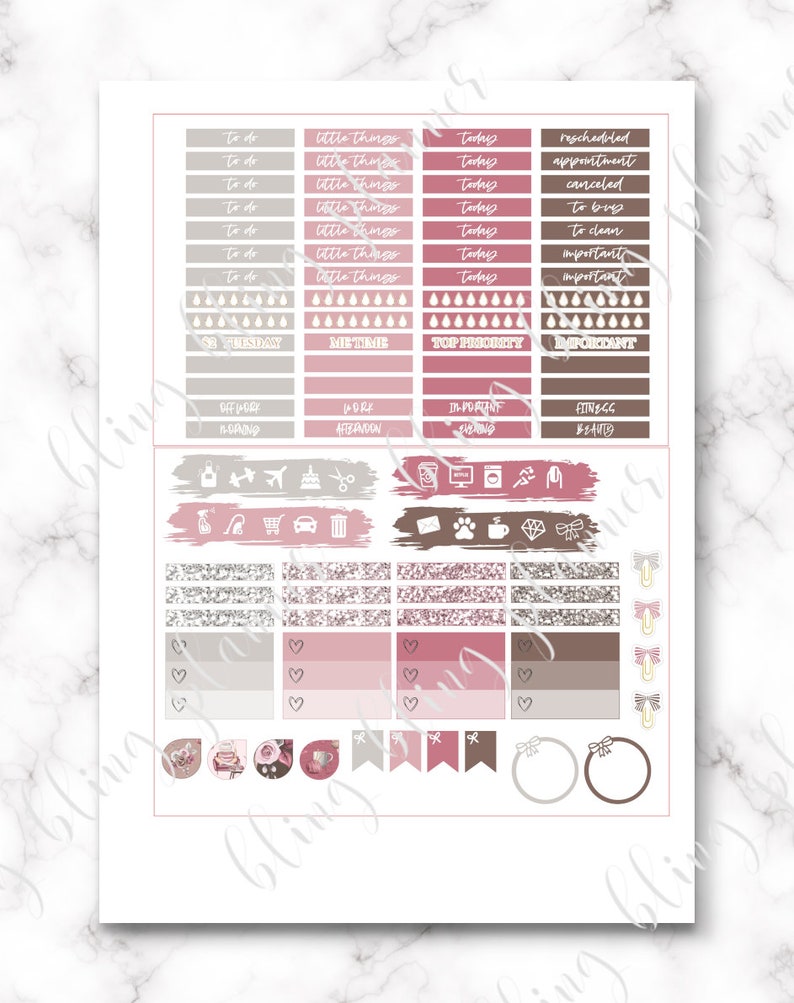 Adesivo PLANNER STAMPABILE PER MAGLIA, kit lana adesivo pianificatore stampabile, kit settimanale artigianale, adesivi per il giorno dell'artigianato, adesivo stampabile erin condren immagine 3