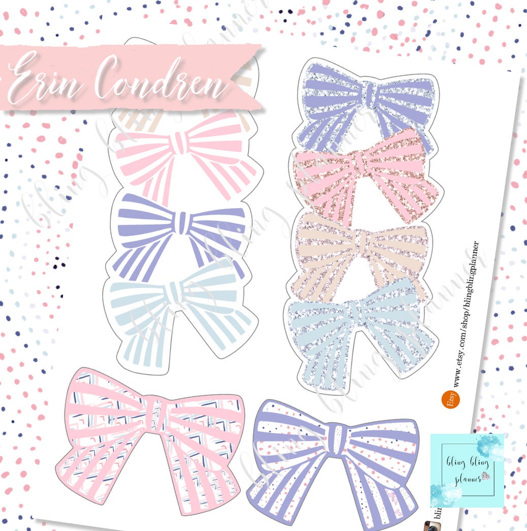 BOW PRINTABLE PLANNER Stickers bow printable bookmark | Etsy