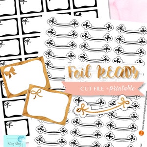 FOIL READY Planner Stickers, Functional Stickers,  Printable half box, Printable bunting stickers, for Erin Condren, For Happy Planner, Foil