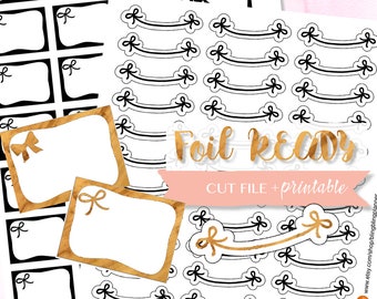 FOIL READY Planner Stickers, Functional Stickers,  Printable half box, Printable bunting stickers, for Erin Condren, For Happy Planner, Foil