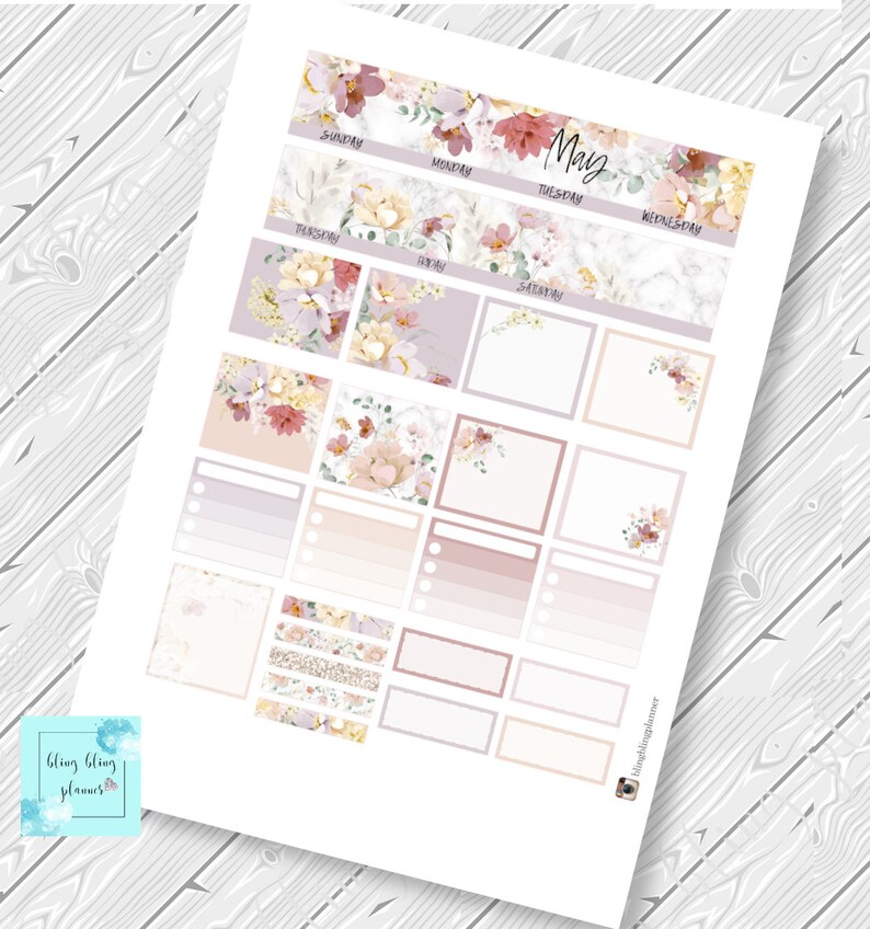 MAY MONTHLY PLANNER Kit Printable, Flower Weekly Sticker Kit, May ...
