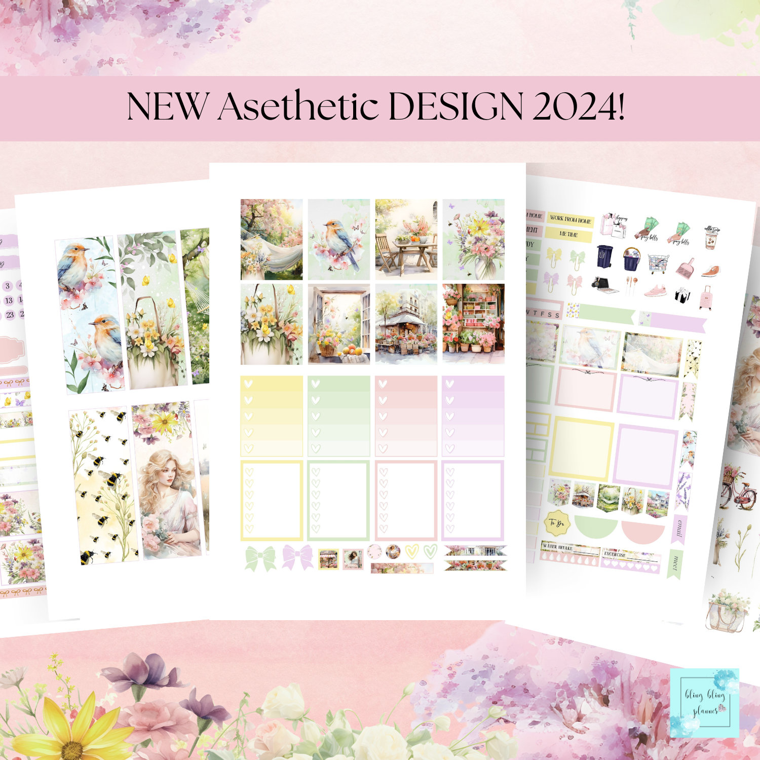 Spring PLANNER STICKERS Printable Erin Condren Vertical Easter Bundle ...