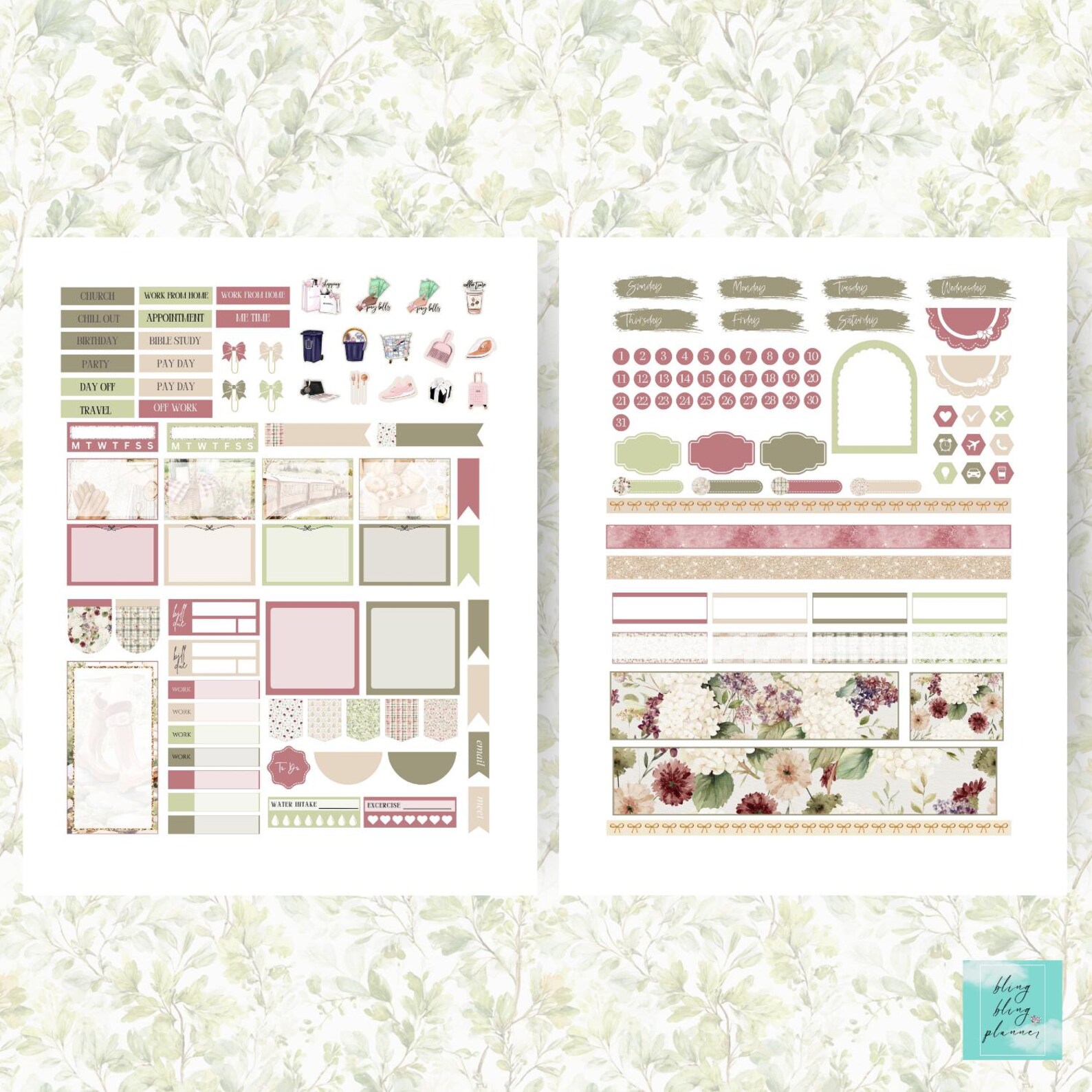 April Erin Condren Vertical PRINTABLE Planner Stickers: 2026 Spring ...