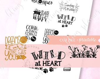 FOIL READY Quote stickers, Printable Decorative Stickers, Printable quote stickers, Foil ready flower stickers, for Erin Condren, foil cake