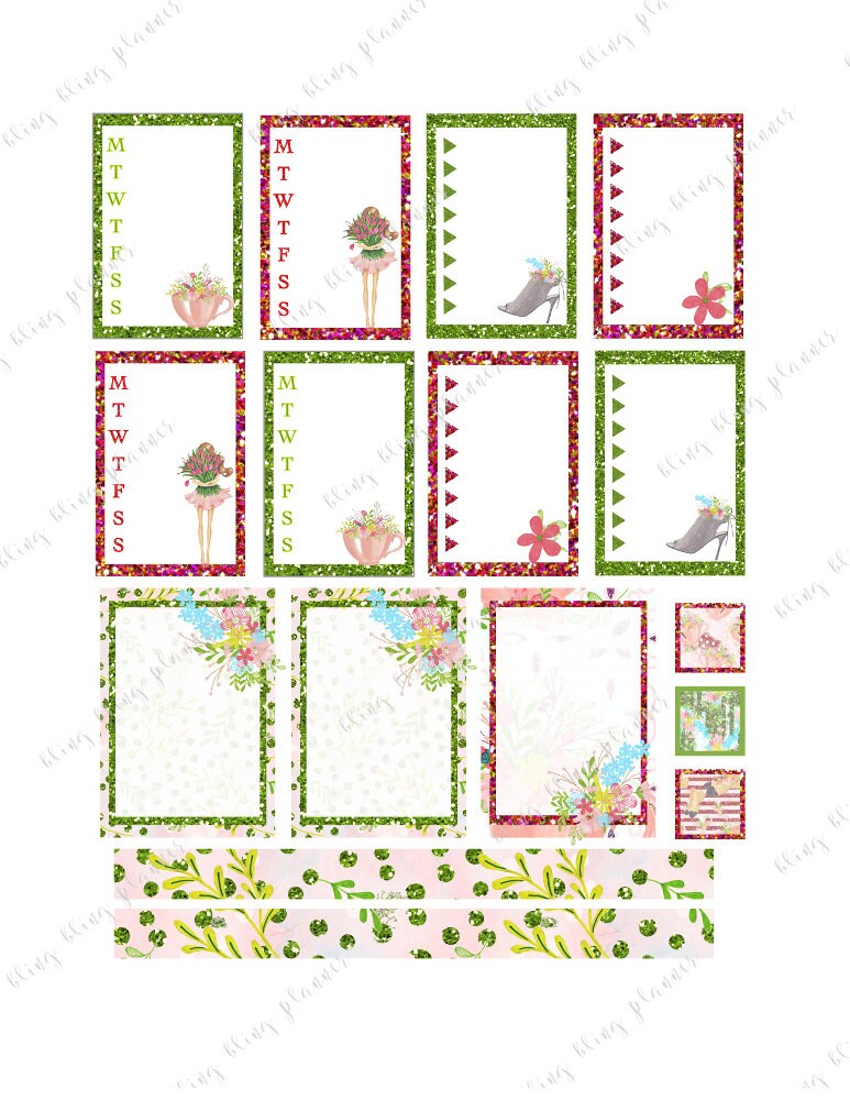 HAPPY PLANNER WEEKLY Printable, Spring Sticker Kit, Printable Planner ...