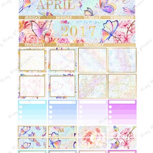 APRIL MONTHLY VIEW, Monthly Planner Kit, Printable Planner Stickers ...