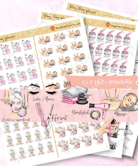 BEAUTY PLANNING Functional STICKERS, Self care printable stickers, hair cut printable stickers, spa sticker, manicure sticker, relax sticker