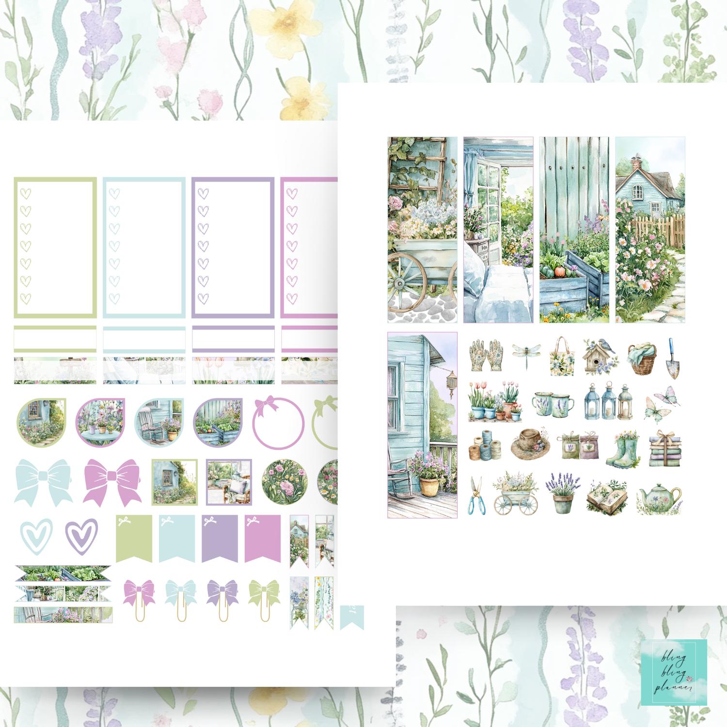 Happy Planner Printable Planner Sticker, Watercolor Spring Garden ...