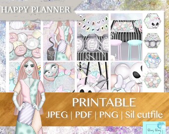 HAPPY PLANNER PRINTABLE stickers, Halloween Happy Planner Stickers, Cute Halloween Printable kit, Halloween printable Kit, Happy Planner Kit