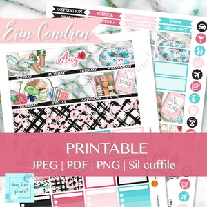 AUGUST MONTHLY KIT Printable, Monthly Planner Kit, Pool Side Planner sticker, Summer Planner, printable planner sticker, monthly view for ec