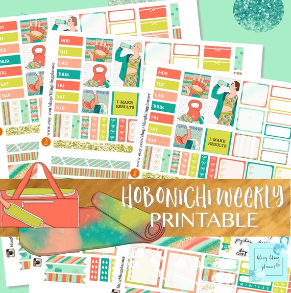 HOBONICHI WEEKS KIT Printable Hobonichi Weeks Stickers | Etsy