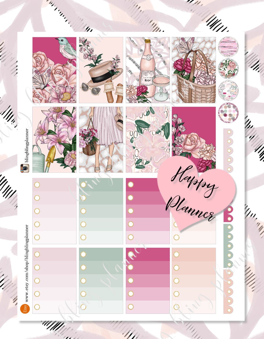 FLORAL PRINTABLE PLANNER Stickers Happy Planner Weekly Kit | Etsy