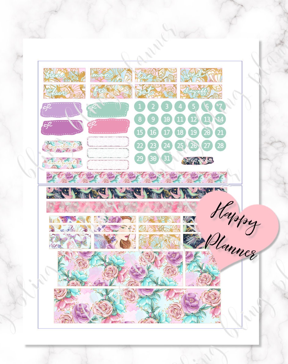 FAIRY PRINTABLE PLANNER Sticker, Spring Happy Planner Sticker, Spring ...