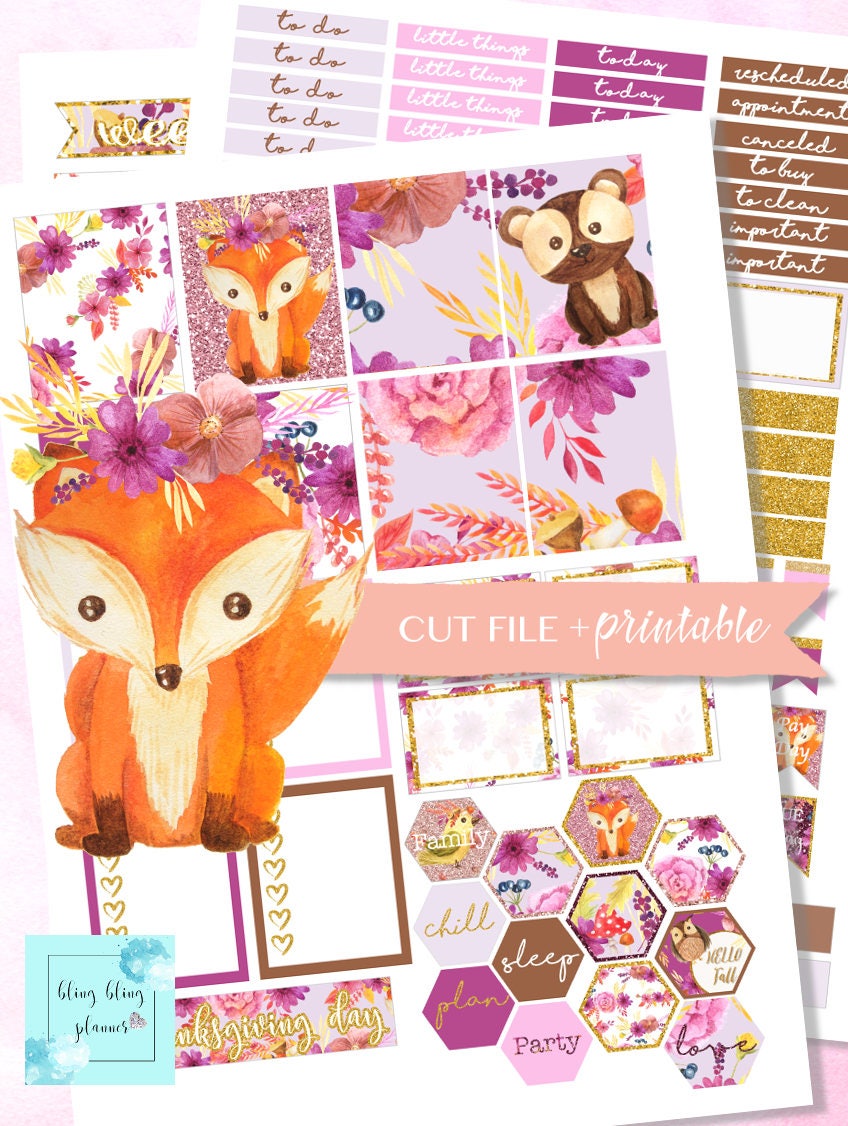 FOX PLANNER STICKERS Fall Printable Weekly Kit Autumn - Etsy