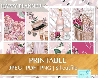 FLORAL PRINTABLE PLANNER Stickers, Happy planner Weekly Kit, Spring Happy planner printable, 2 dollar, digital planner sticker, Picnic kit