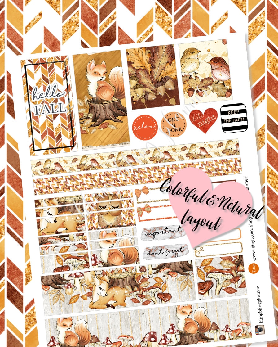 FOX PLANNER STICKERS Fall Printable Weekly Kit Autumn | Etsy