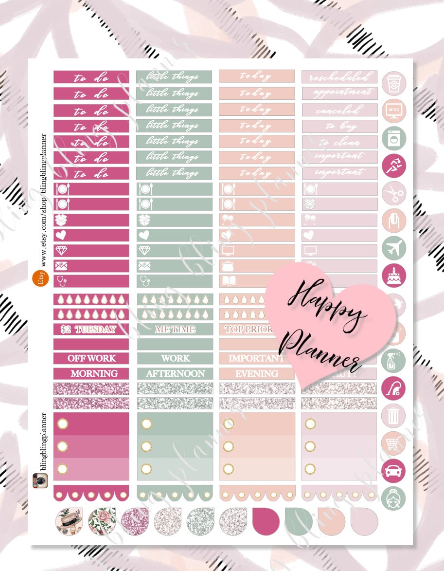FLORAL PRINTABLE PLANNER Stickers Happy Planner Weekly Kit | Etsy