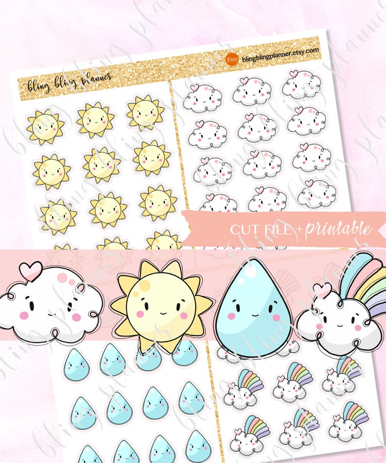 WEATHER PLANNER STICKERS Printable Weather Icons Printable Etsy