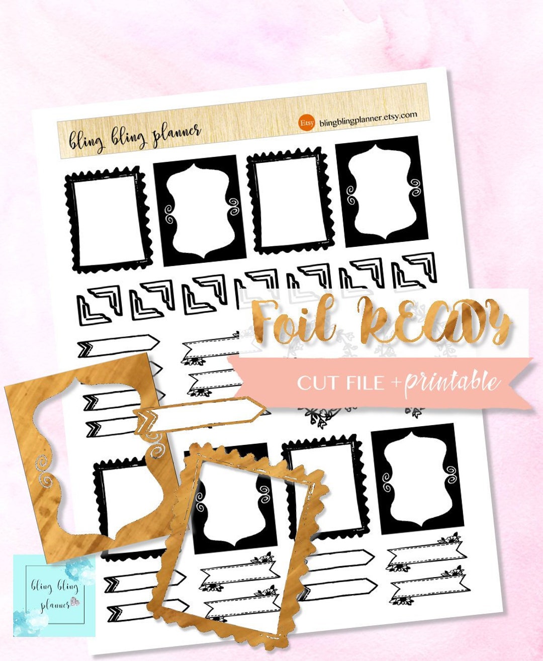 FOIL READY FRAME Printable, Printable Foil Ready Stickers, Functional ...