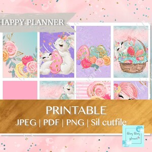 EASTER HAPPY PLANNER Printable Stickers, Printable Happy Planner stickers, Bunny Printable Sticker Kit, April weekly sticker kit, blingbling