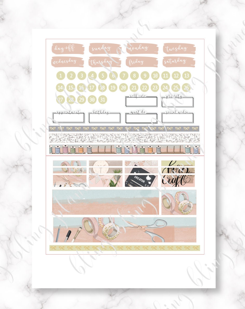 CRFAT Girl PRINTABLE PLANNER Sticker, Printable Planner Sticker, Craft ...