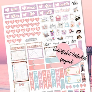 PINK PRINTABLE PLANNER Stickers, Photo planner sticker kit, Photo Planner Sticker Kit, Sweet Planner stickers, photo kit, photo stickers, 画像 5