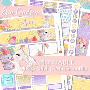 APRIL MONTHLY VIEW Printable , April planner sticker kits, Easter Printable Planner Stickers, monthly view sticker, Erin condren April view