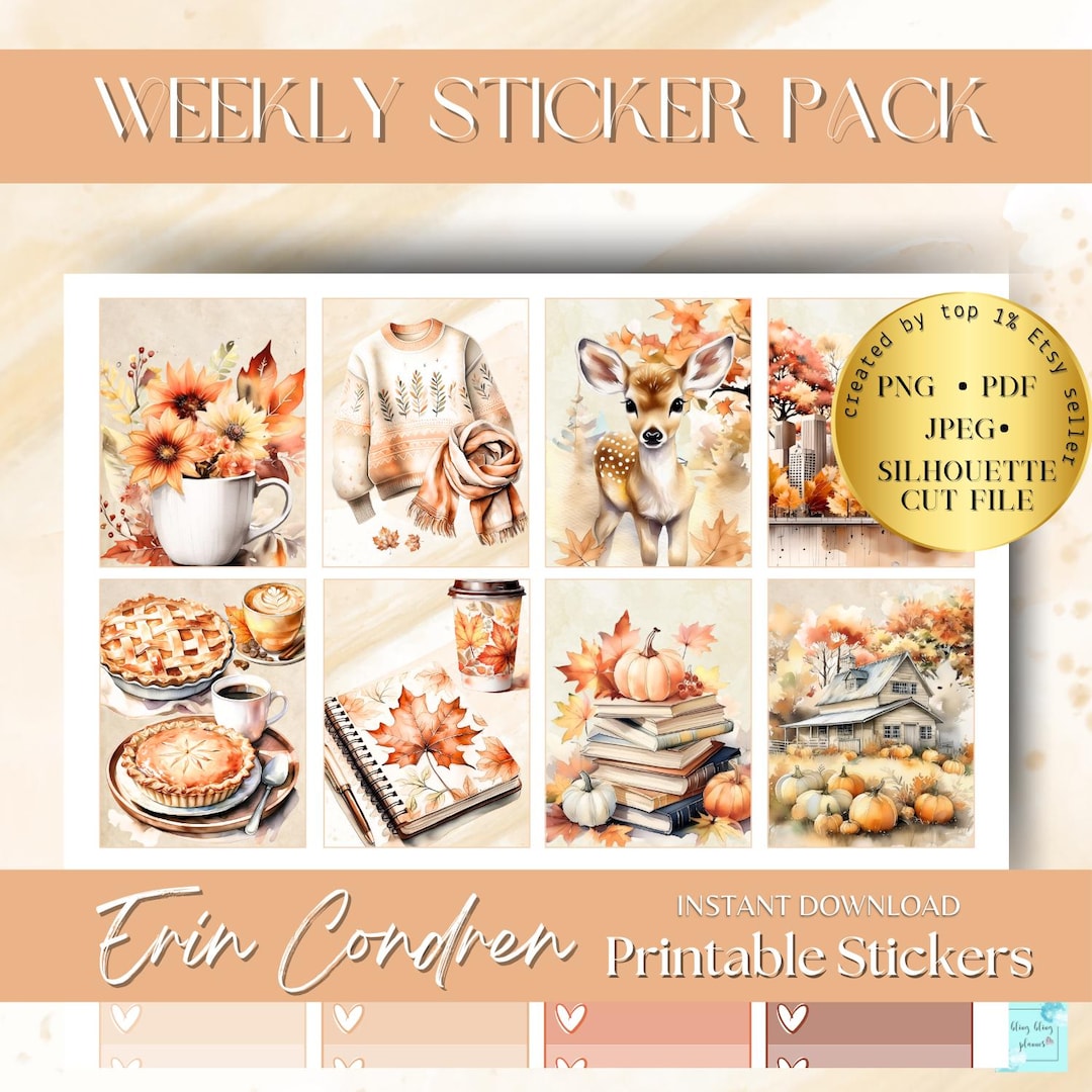 Fall Home PRINTABLE PLANNER Sticker, Thanksgiving Printable Stickers ...