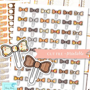 DATE COVER STICKERS Printable, bow paperclip sticker, printable full box sticker, Quarter box Printable, fall functional sticker, bling