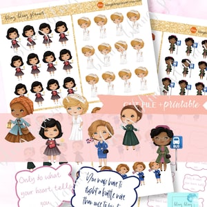 INSPIRATION Women Planner STICKERS, Anne Frank printable sticker, Princess Diana sticker, Margaret Thatcher printable sticker, quote sticker