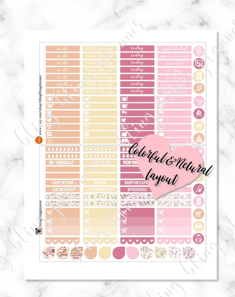 Puede incluir: Un conjunto de pegatinas de planificador coloridas con un esquema de color rosa, melocot&oacute;n y amarillo. Las pegatinas presentan varios iconos, incluidos corazones, estrellas y lazos. Las pegatinas tambi&eacute;n incluyen texto como "que hacer", "peque&ntilde;as cosas", "hoy", "programado", "cita", "cancelado", "comprar", "aclarar", "importante", "2&euro; Martes", "Mi tiempo", "Prioridad m&aacute;xima", "Fuera del trabajo", "Ma&ntilde;ana", "Trabajo", "Tarde", "Importante", "Noche", y "Dise&ntilde;o colorido y natural".