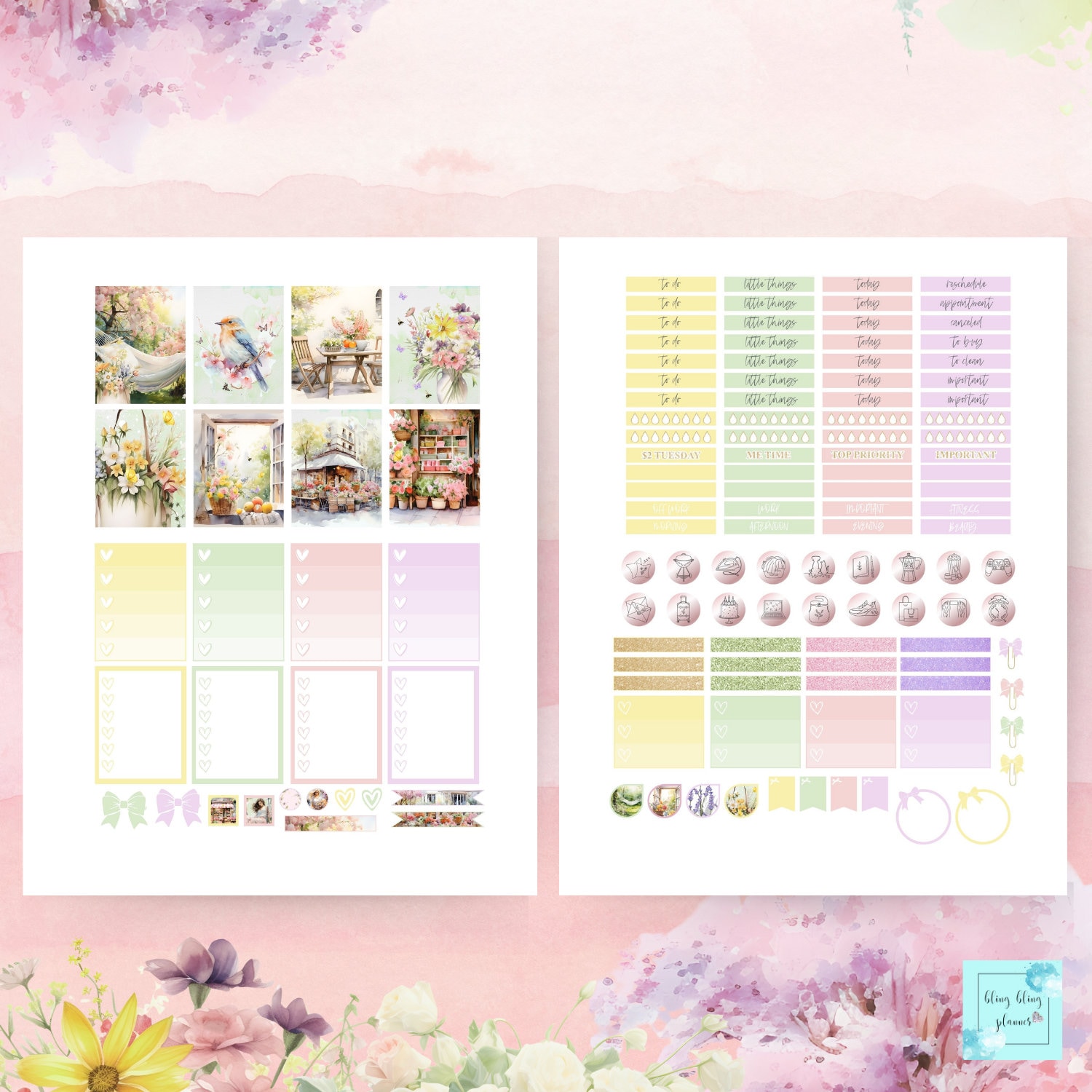 Spring PLANNER STICKERS Printable Erin Condren Vertical Easter Bundle ...