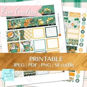 MARCH MONTHLY VIEW Printable , March Planner Sticker Kits, St Patrick ...