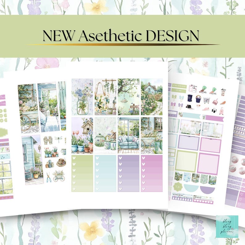 Happy Planner Printable Planner Sticker, Watercolor Spring Garden ...