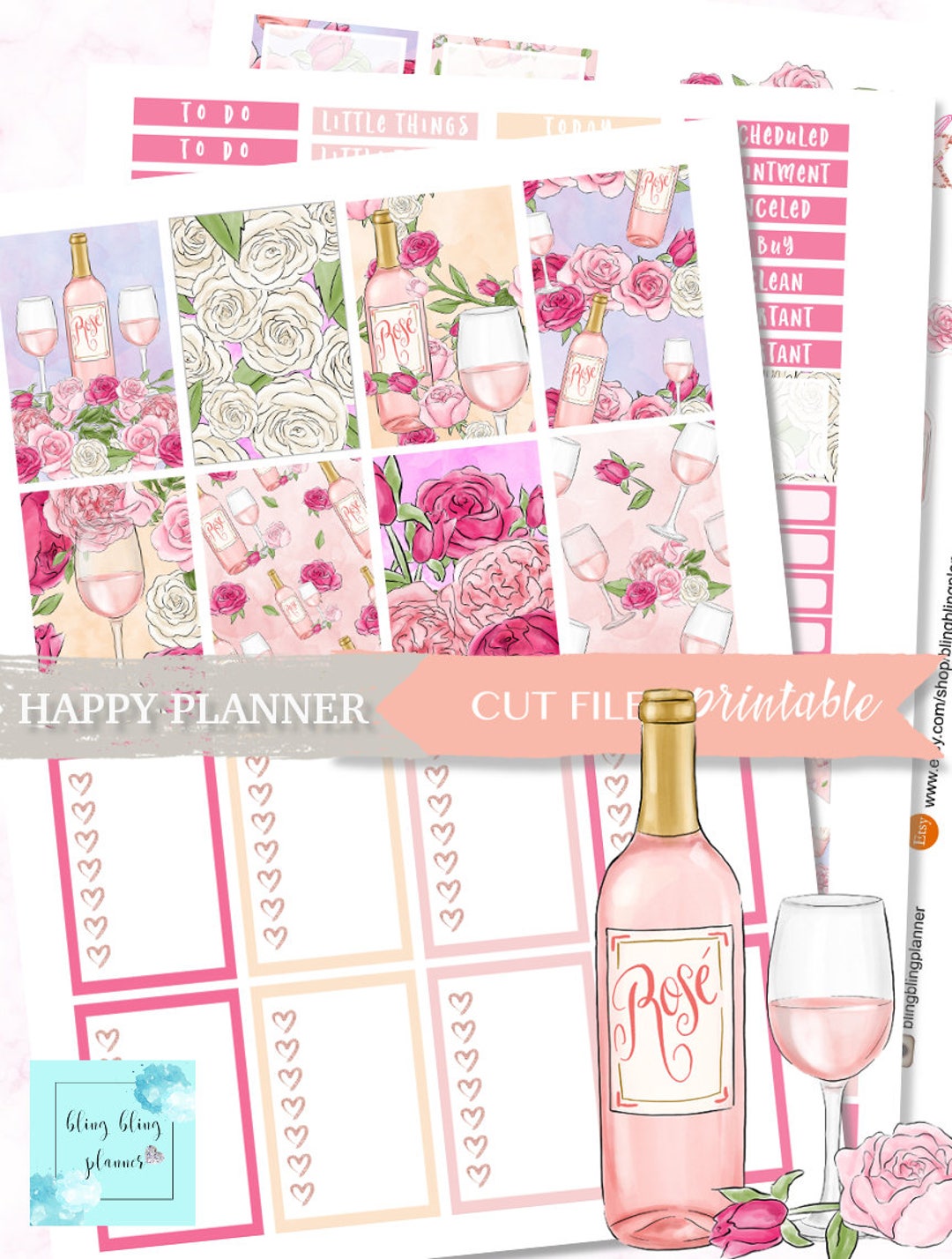 HAPPY PLANNER WEEKLY Printable, Rose Planner Sticker, Happy Planner ...