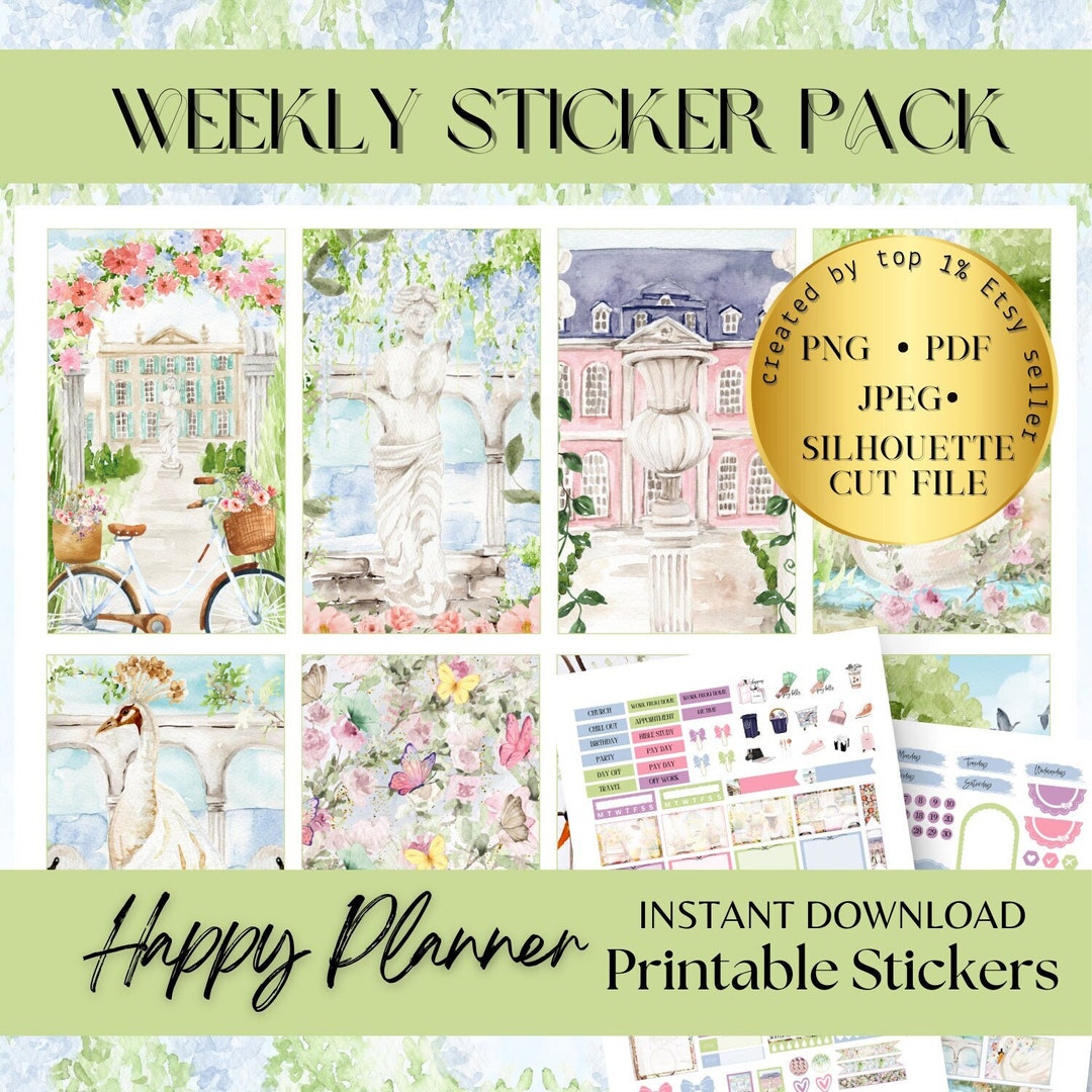 SPRING HAPPY PLANNER Stickers, Floral Sticker Sheet, Classic Happy ...