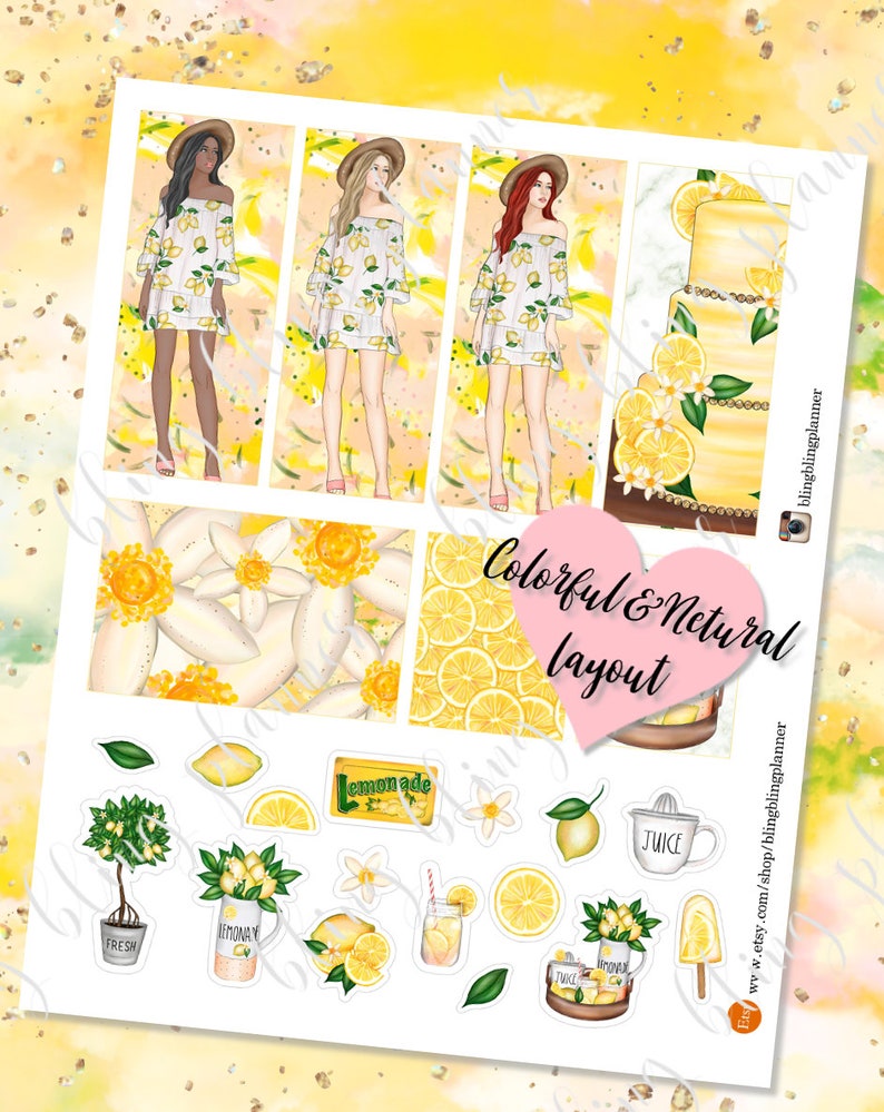 LEMON PRINTABLE PLANNER Stickers Summer Planner Kits - Etsy