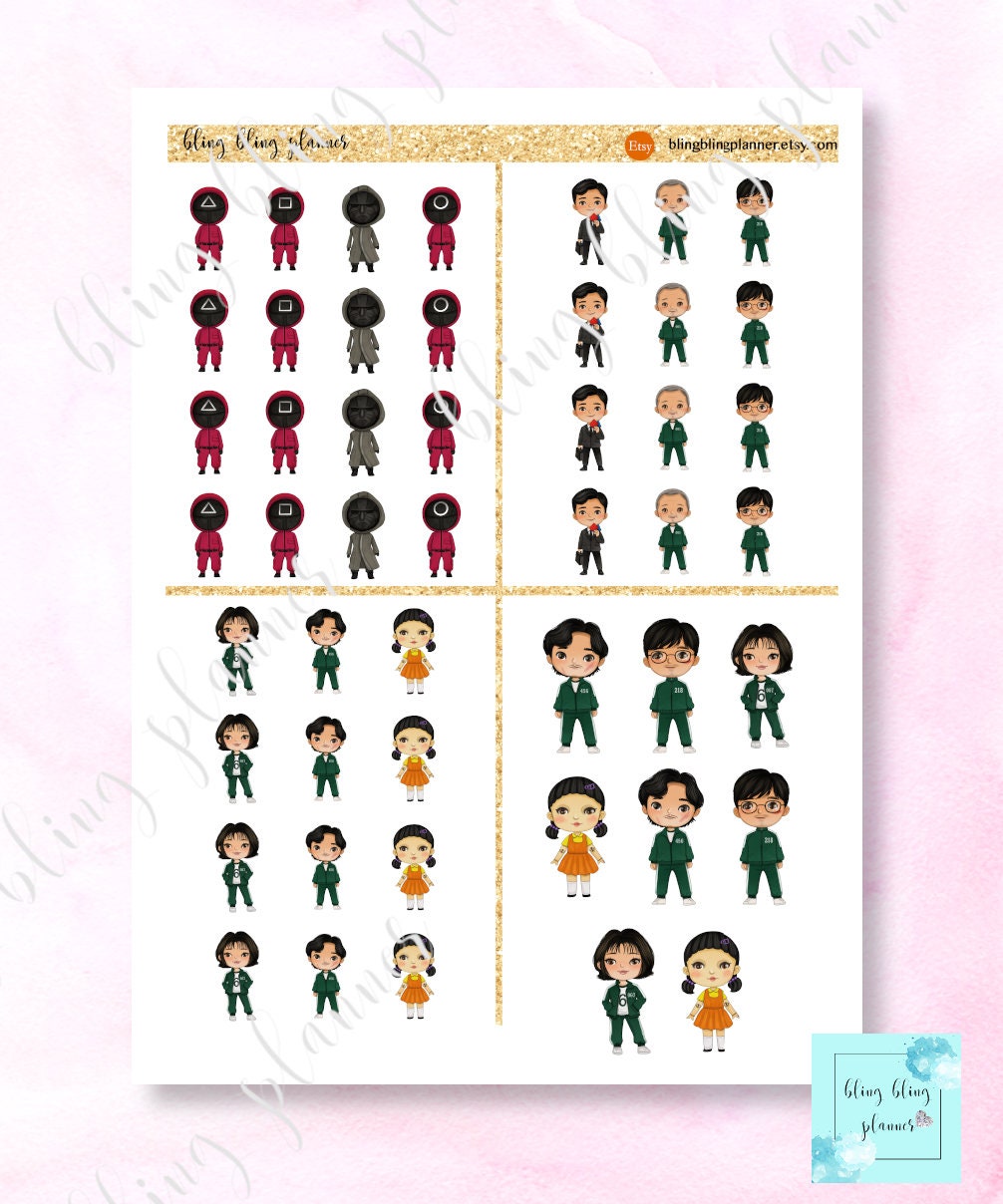 PRINTABLE SQUID GAME Stickers, Printable Front Man Stickers, 456