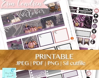 OCTOBER MONTHLY KIT Printable, Monthly Planner Kit, October Bundle Kit, Halloween Planner Sticker, printable planner sticker, ec monthly kit