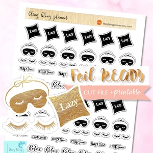 RELAX FOIL READY Stickers, Foil printable Stickers, me time Planner Stickers, gold foil mask stickers, printable stickers, mask stickers image 1
