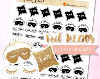 RELAX FOIL READY Stickers, Foil printable Stickers, me time Planner Stickers, gold foil mask stickers, printable stickers, mask stickers